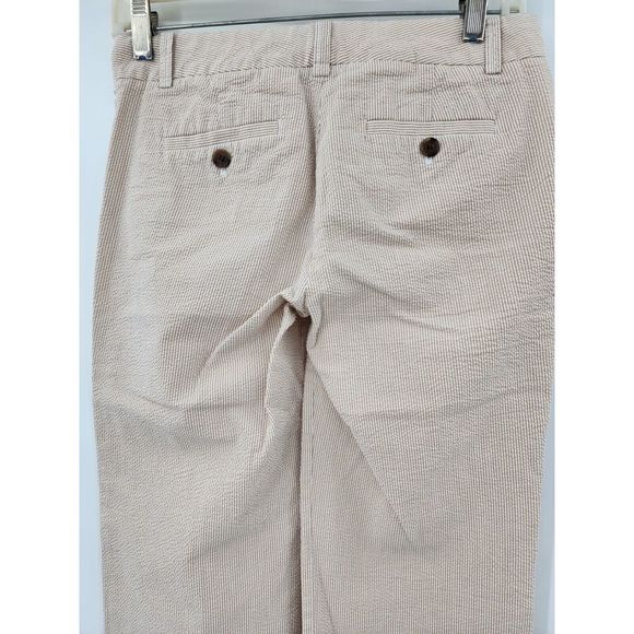 J.CREW Pants Womens 0 Khaki Searsucker 100% Cotton City Fit Flat Front Light - Picture 7 of 8